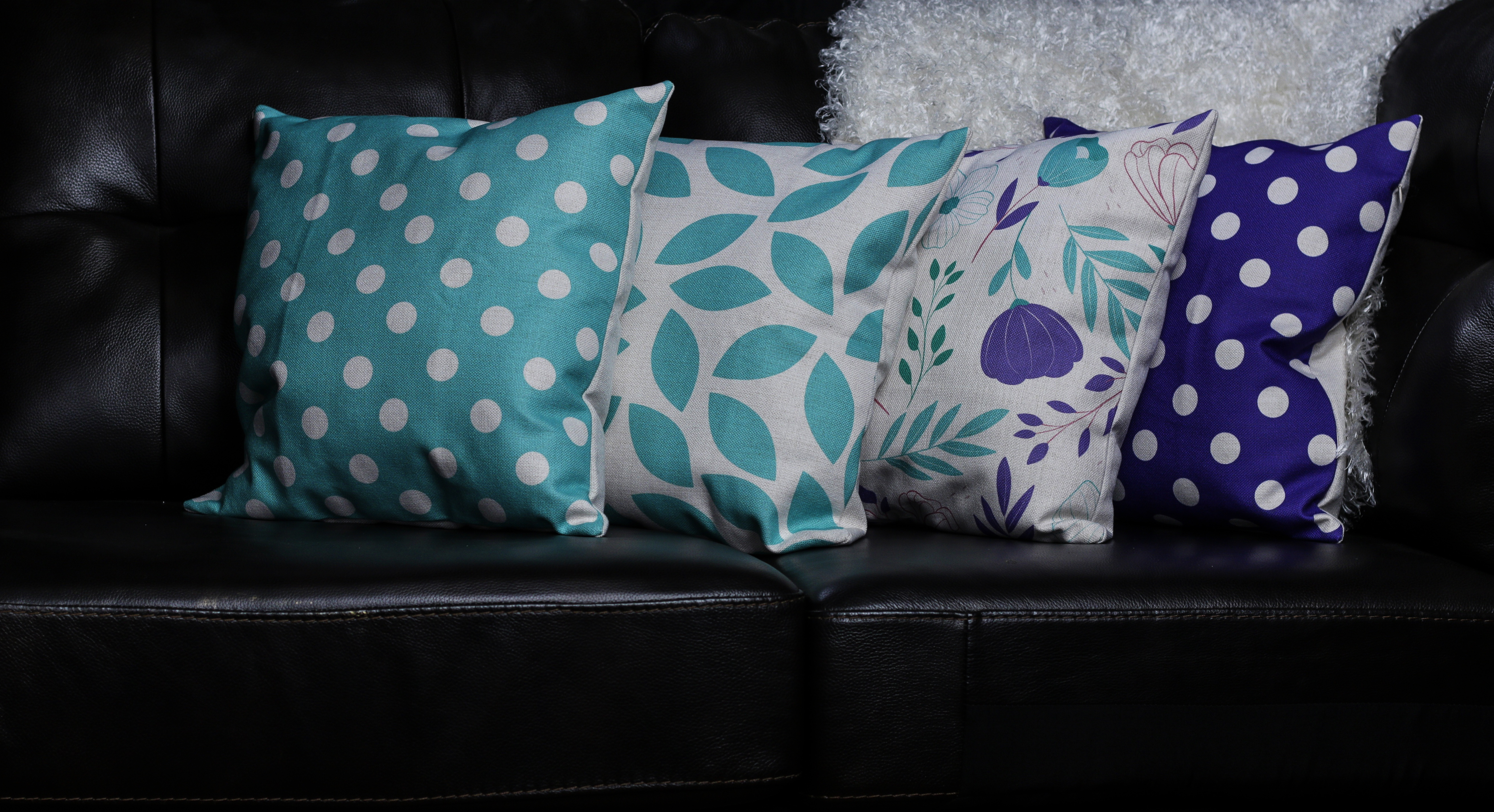 Purple Polka Dot Decorative Throw Pillow Cover