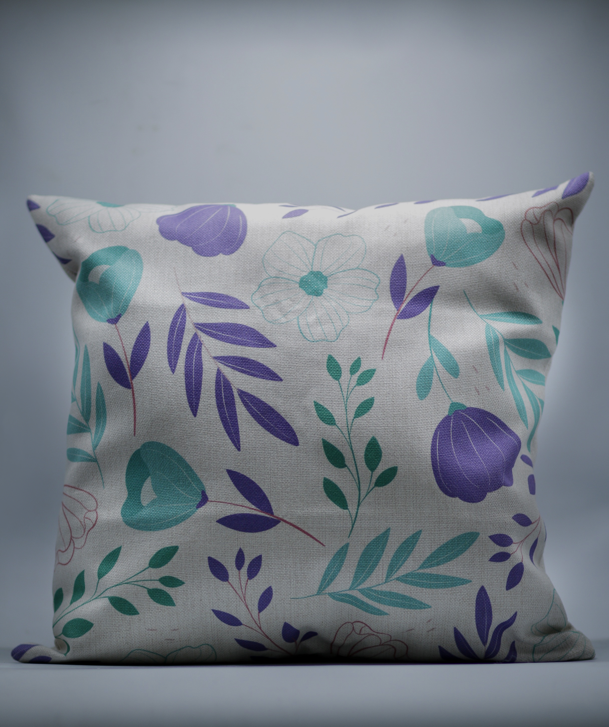 Teal Floral Decorative Throw Pillow Cover